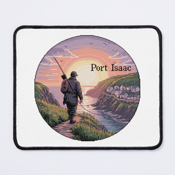 Item preview, Port Isaac Cornwall Sunset – Coastal Pixel Art Landscape designed and sold by CircinusStore.