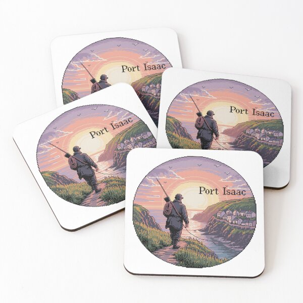 Item preview, Port Isaac Cornwall Sunset – Coastal Pixel Art Landscape designed and sold by CircinusStore.