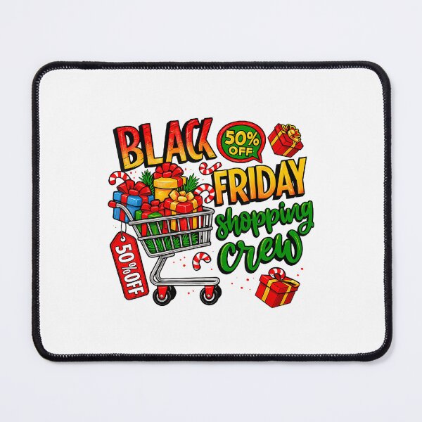 Item preview, Black Funny Happy 2025 Holiday Friday Sale Christmas Shopping designed and sold by Kraigsarina.