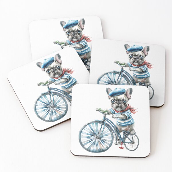 Item preview, Dog in a Beret Riding a Bike designed and sold by ArtisticDesignsbyLinda.