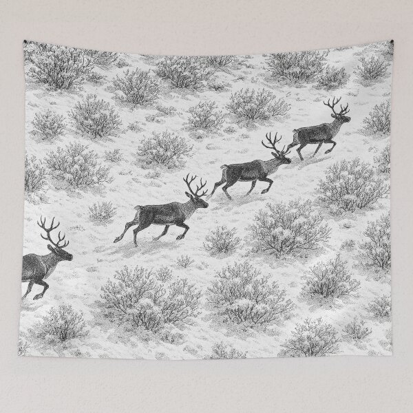 Item preview, Reindeer through winter wilderness designed and sold by Sigtrix.