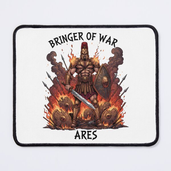 Item preview, Ares Bringer of War Greek God Warrior Fire Art designed and sold by NeonPantheon.