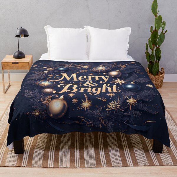 Item preview, Merry & Bright Metallic Silver Typography – Elegant Minimal Holiday Design on Deep Navy designed and sold by Windy-market.