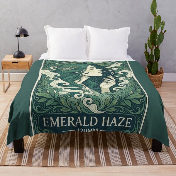 Item preview, Emerald Haze Vintage Smoking Woman in Botanical Swirls. designed and sold by Spark2Seduction.