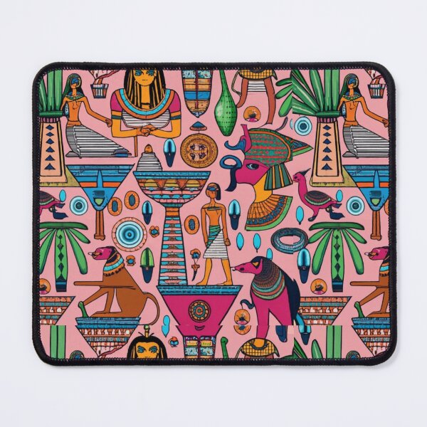 Item preview, Ancient Egyptian pattern of pharaoh queens and sphinx, abstract background mixed with tribes, multiple colors, clear borders, centered, white background. designed and sold by gulka8.