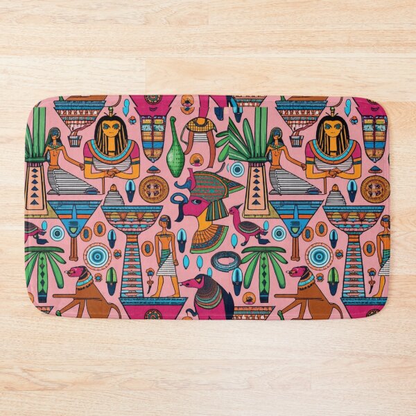 Item preview, Ancient Egyptian pattern of pharaoh queens and sphinx, abstract background mixed with tribes, multiple colors, clear borders, centered, white background. designed and sold by gulka8.