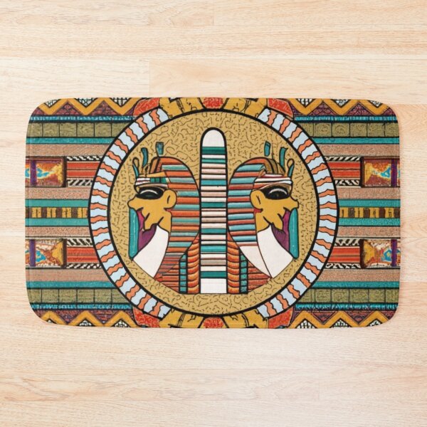 Item preview, Ancient Egyptian pattern of pharaoh queens and sphinx, abstract background mixed with tribes, multiple colors, clear borders, centered, white background. designed and sold by gulka8.