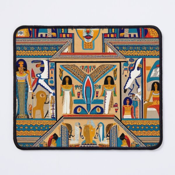 Item preview, Ancient Egyptian pattern of pharaoh queens and sphinx, abstract background mixed with tribes, multiple colors, clear borders, centered, white background. designed and sold by gulka8.