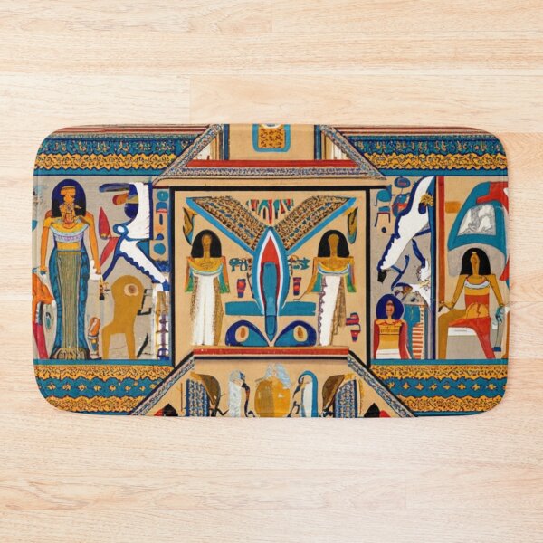 Item preview, Ancient Egyptian pattern of pharaoh queens and sphinx, abstract background mixed with tribes, multiple colors, clear borders, centered, white background. designed and sold by gulka8.