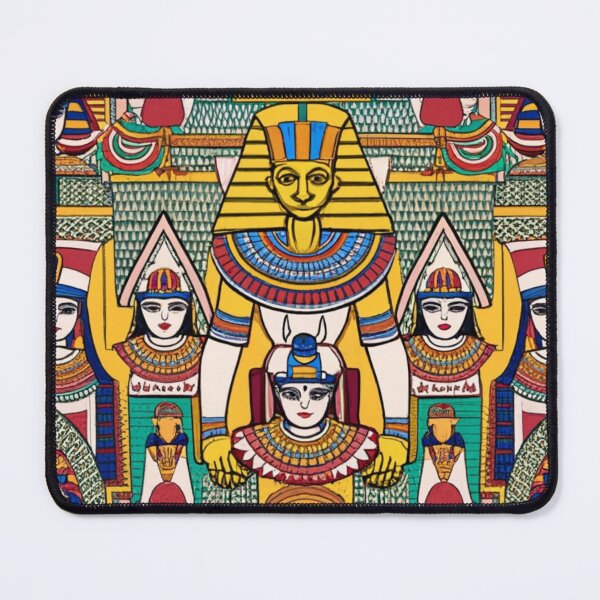 Item preview, Ancient Egyptian pattern of pharaoh queens and sphinx, abstract background mixed with tribes, multiple colors, clear borders, centered, white background. designed and sold by gulka8.