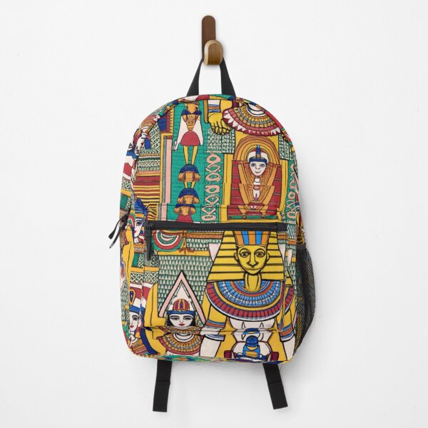 Item preview, Ancient Egyptian pattern of pharaoh queens and sphinx, abstract background mixed with tribes, multiple colors, clear borders, centered, white background. designed and sold by gulka8.