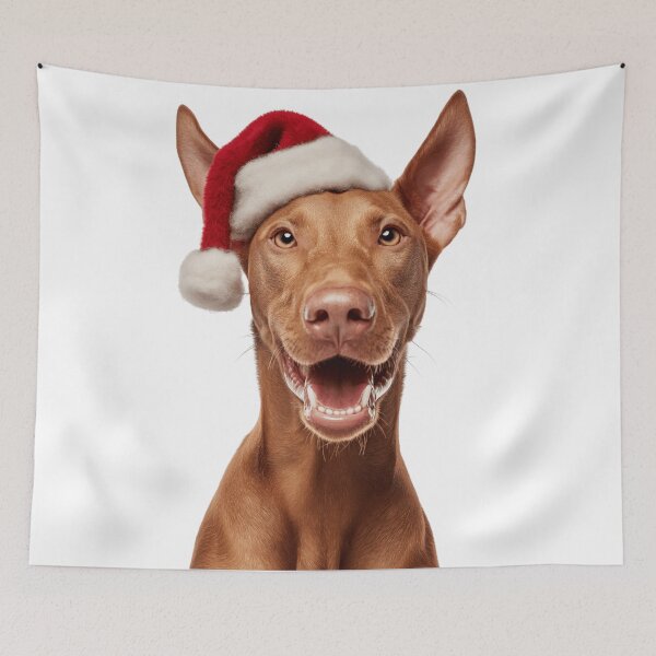Item preview, Cute Pharaoh Hound Christmas Art — Pharaoh Hound Wearing Santa Hat designed and sold by LazyOwlStore.
