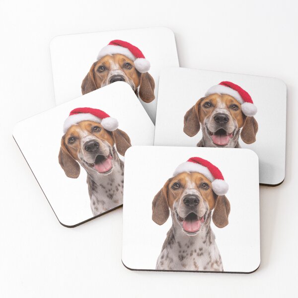 Item preview, Cute American English Coonhound Christmas Art — American English Coonhound Wearing Santa Hat designed and sold by LazyOwlStore.