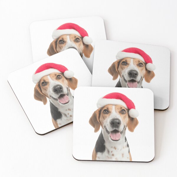 Item preview, Cute American Foxhound Christmas Art — American Foxhound Wearing Santa Hat designed and sold by LazyOwlStore.
