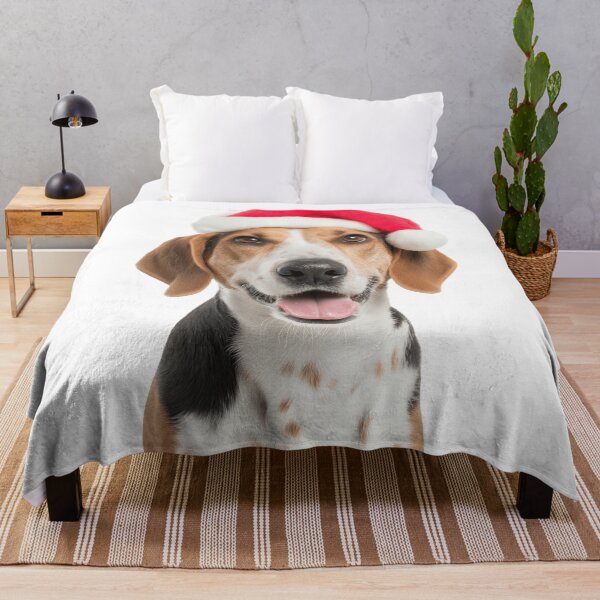 Item preview, Cute American Foxhound Christmas Art — American Foxhound Wearing Santa Hat designed and sold by LazyOwlStore.