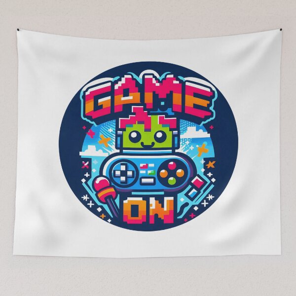 Item preview, Colorful Retro Gaming Design with Pixel Art Robot. Game On! designed and sold by The-T-In-Retro.