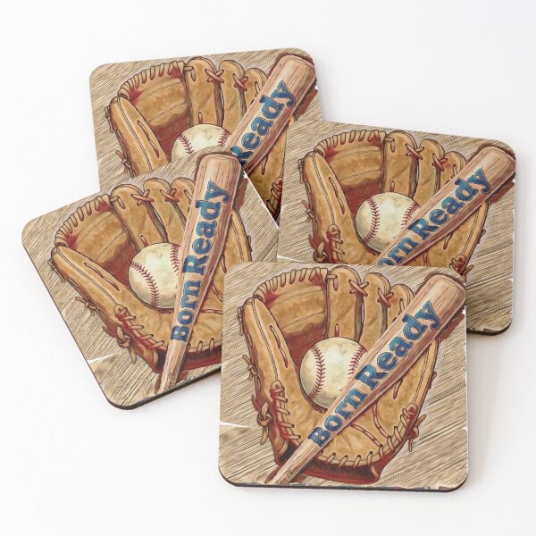 Item preview, Born Ready Baseball - Vintage Glove Bat and Ball Art designed and sold by Hen-C-Art.