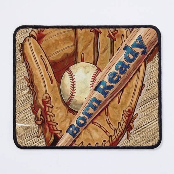 Item preview, Born Ready Baseball - Vintage Glove Bat and Ball Art designed and sold by Hen-C-Art.