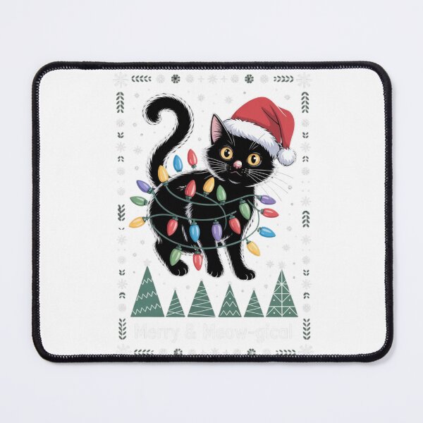 Item preview, Christmas Cat Wrapped in Lights - Meowgical Holiday Cheer - Classic T-Shirt designed and sold by inkfluenceart.
