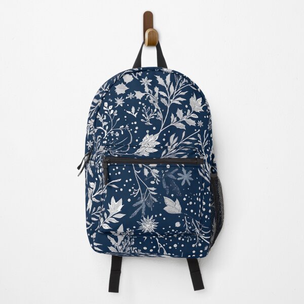 Item preview, Elegant Silver Snowflake Pattern on Navy – Metallic Winter Luxury Design designed and sold by Windy-market.