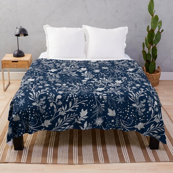 Item preview, Elegant Silver Snowflake Pattern on Navy – Metallic Winter Luxury Design designed and sold by Windy-market.