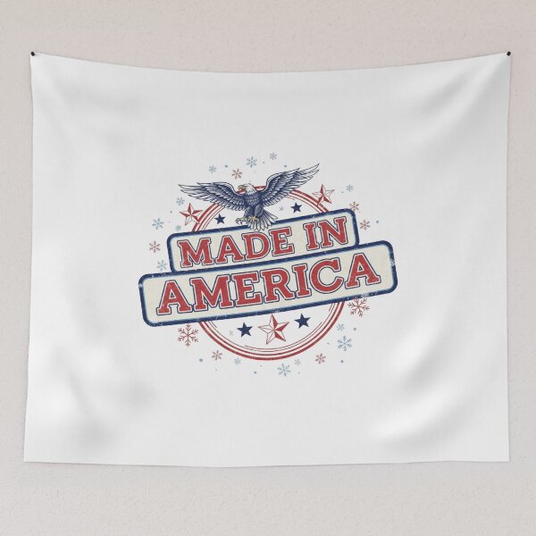 Item preview, Made in America Festive Stamp Tee - Patriotic Holiday Prep Sticker designed and sold by GeniePixel.