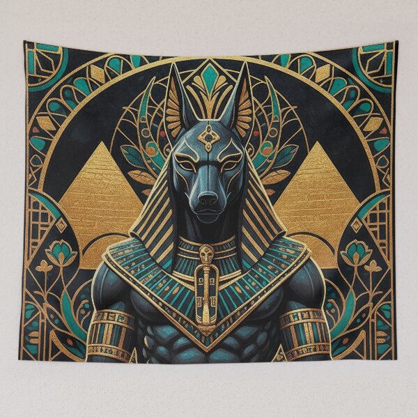 Item preview, Anubis Jackal God Profile Bust | Egyptian Revival Art Deco Black and Gold | Luxury Gallery Art Print designed and sold by Vintage Poster Gallery.