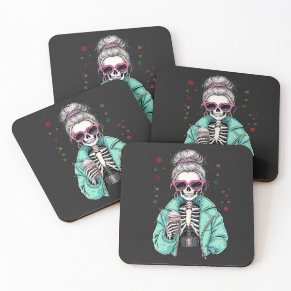 Item preview, Fashionable Skeleton Coffee Queen | Trendy Gothic Coffee Girl Art designed and sold by ColorSplash123.