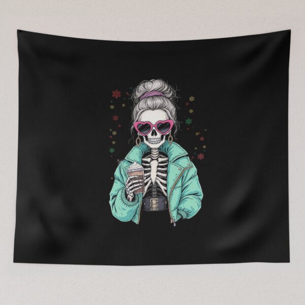 Item preview, Fashionable Skeleton Coffee Queen | Trendy Gothic Coffee Girl Art designed and sold by ColorSplash123.