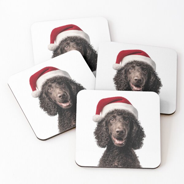 Item preview, Cute Irish Water Spaniel Christmas Art — Irish Water Spaniel Wearing Santa Hat designed and sold by LazyOwlStore.