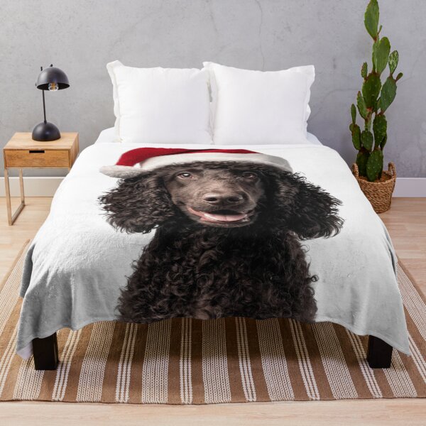 Item preview, Cute Irish Water Spaniel Christmas Art — Irish Water Spaniel Wearing Santa Hat designed and sold by LazyOwlStore.