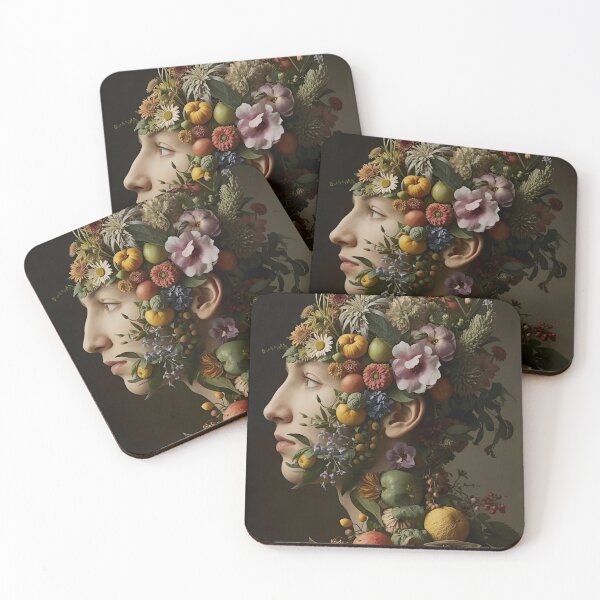 Item preview, Floral Renaissance Portrait – Nature Inspired Surreal Art designed and sold by nivadaofficiel2.