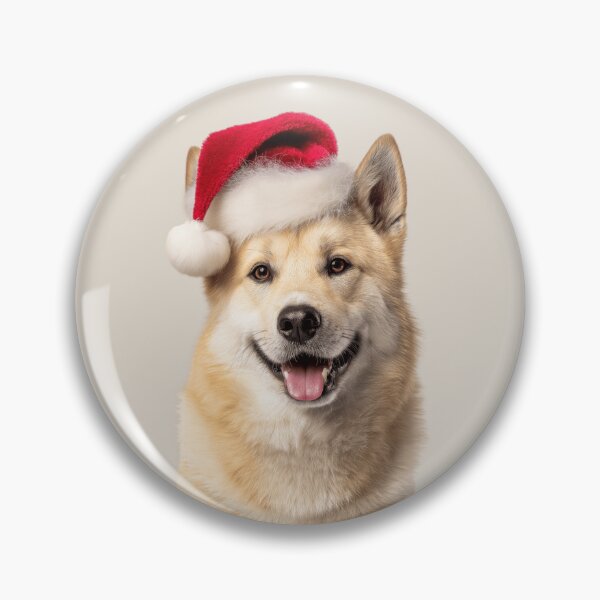 Item preview, Cute Norwegian Buhund Christmas Art — Norwegian Buhund Wearing Santa Hat designed and sold by LazyOwlStore.