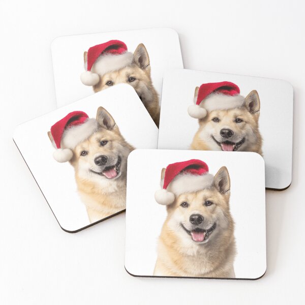 Item preview, Cute Norwegian Buhund Christmas Art — Norwegian Buhund Wearing Santa Hat designed and sold by LazyOwlStore.