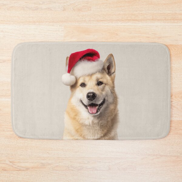 Item preview, Cute Norwegian Buhund Christmas Art — Norwegian Buhund Wearing Santa Hat designed and sold by LazyOwlStore.