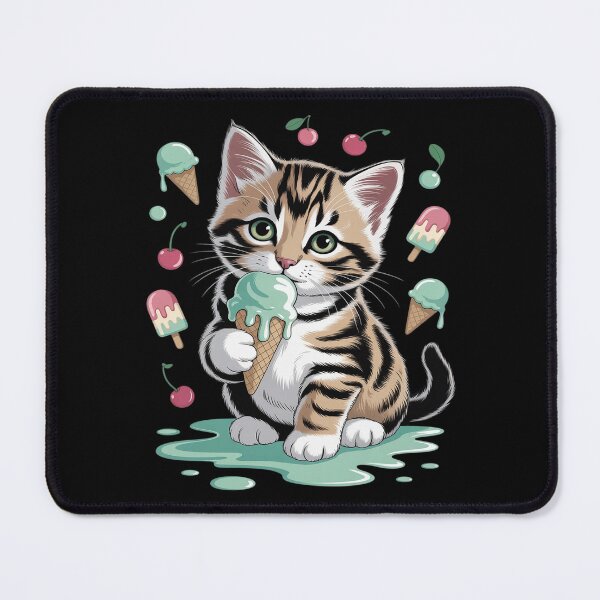 Item preview, Funny Cat Eating Mint chocolate chip ice cream Cat Ice Cream designed and sold by BlackStars3Neon.