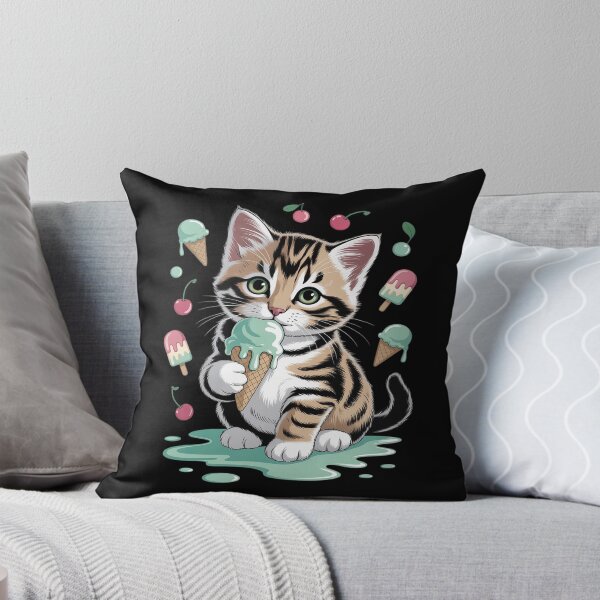 Item preview, Funny Cat Eating Mint chocolate chip ice cream Cat Ice Cream designed and sold by BlackStars3Neon.