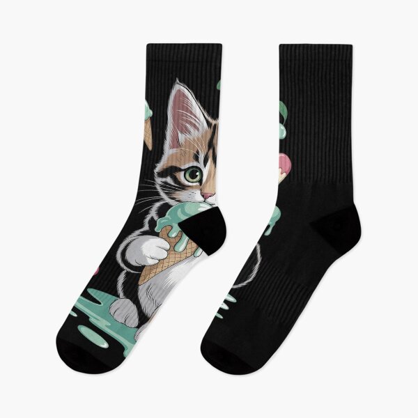 Item preview, Funny Cat Eating Mint chocolate chip ice cream Cat Ice Cream designed and sold by BlackStars3Neon.