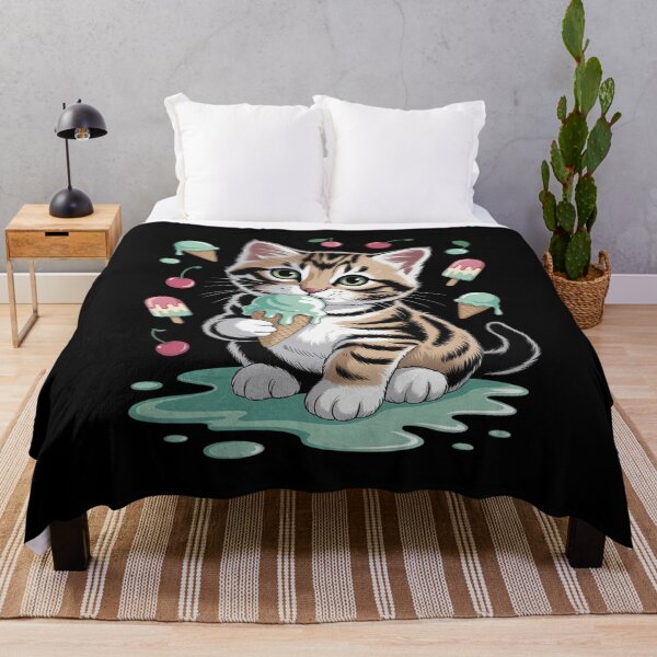 Item preview, Funny Cat Eating Mint chocolate chip ice cream Cat Ice Cream designed and sold by BlackStars3Neon.