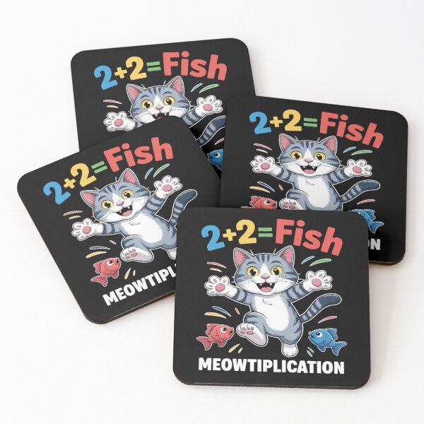Item preview, Funny Cat Math Meowtiplication Fish Pun Cute designed and sold by BlackStars3Neon.