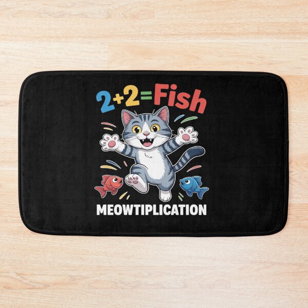 Item preview, Funny Cat Math Meowtiplication Fish Pun Cute designed and sold by BlackStars3Neon.
