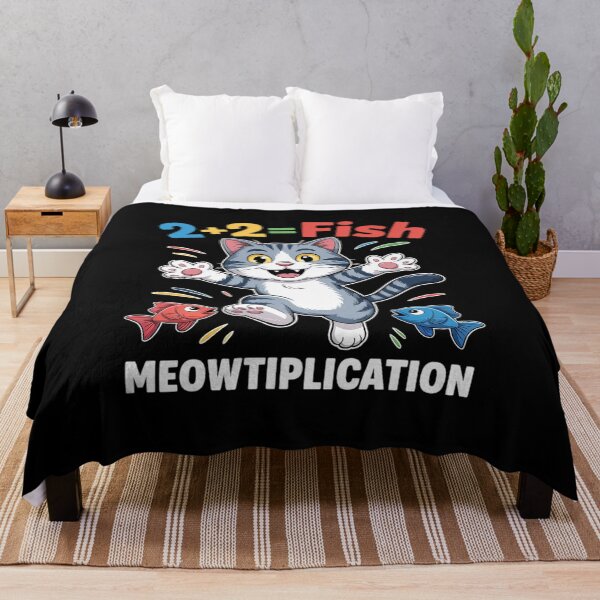 Item preview, Funny Cat Math Meowtiplication Fish Pun Cute designed and sold by BlackStars3Neon.