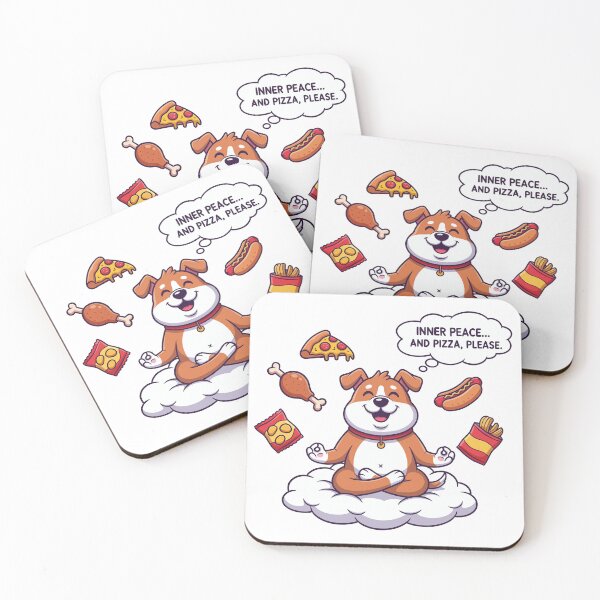 Item preview, Funny Cartoon Dog Meditating with Fast Food Illustration designed and sold by DiNata.