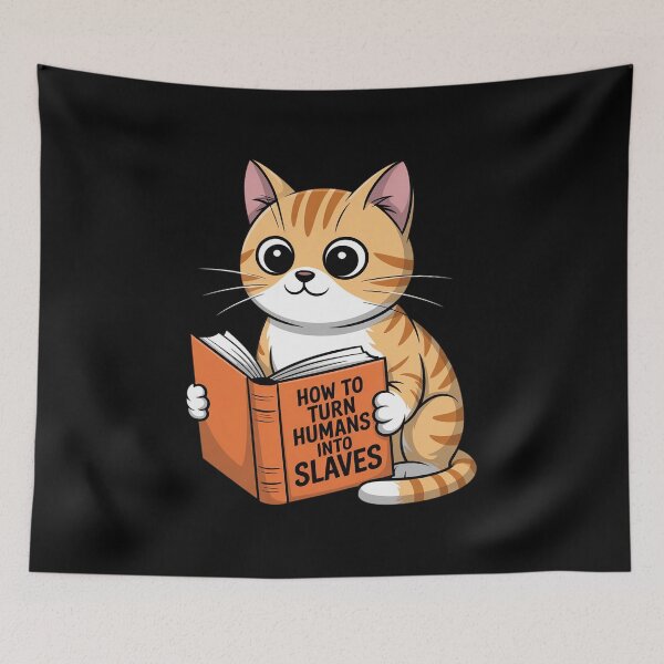 Item preview, Funny Cat Reading Book Slaves designed and sold by BlackStars3Neon.