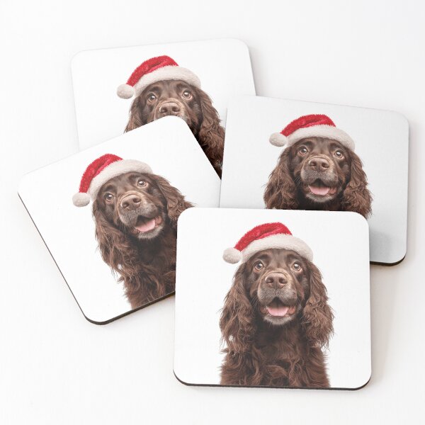 Item preview, Cute Sussex Spaniel Christmas Art — Sussex Spaniel Wearing Santa Hat designed and sold by LazyOwlStore.