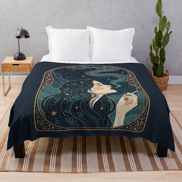Item preview, Celestial Woman Smoking Under Starry Sky. designed and sold by Spark2Seduction.