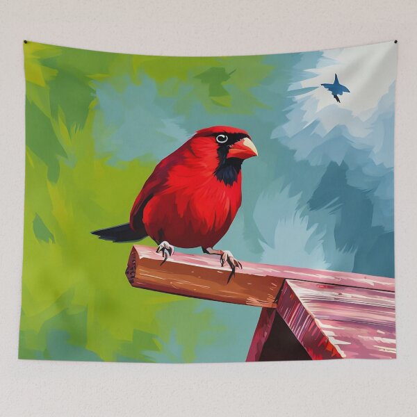 Item preview, Red Cardinal Perched on Bird House designed and sold by tomorrowsart.