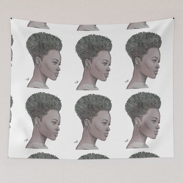 Item preview, Lupita ink drawing Afro princess designed and sold by tqueen.