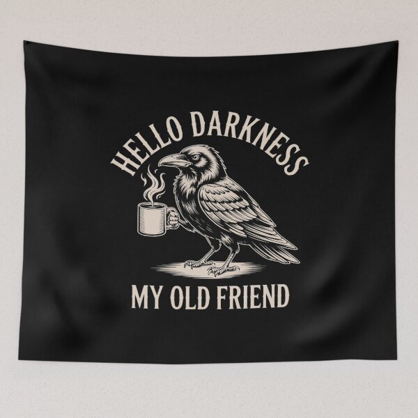 Item preview, Funny Coffee Hello Darkness My Old Friend Caffeine Raven designed and sold by BlackStars3Neon.