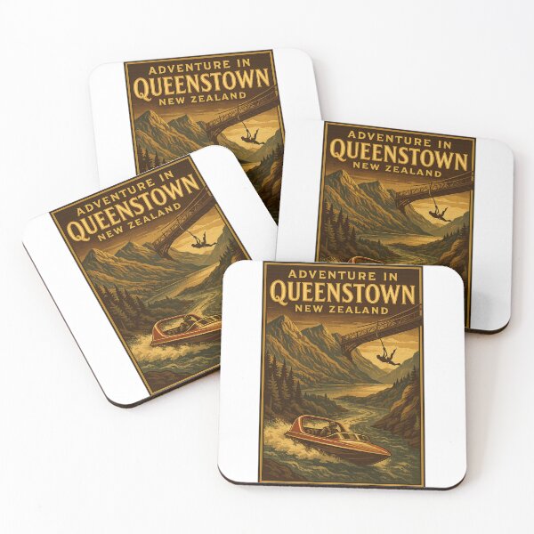 Item preview, Queenstown NZ Lake Wakatipu Watercolor Landscape - Remarkables Adventure Tee Sticker designed and sold by GeniePixel.